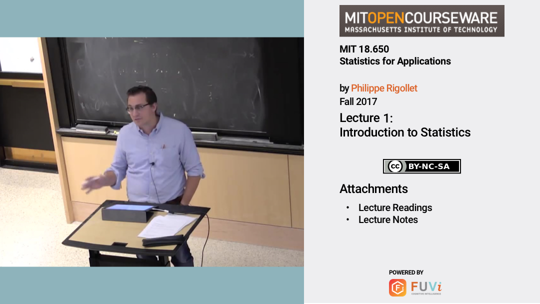 MIT OpenCourseWare Lectures Course 18.650 Lecture 1 FUVI Future